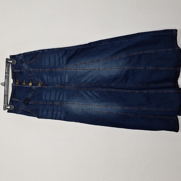 Char Tou Blue Medium Wash Western Cowgirl Button Front Denim Maxi Skirt Size S - Picture 1 of 13